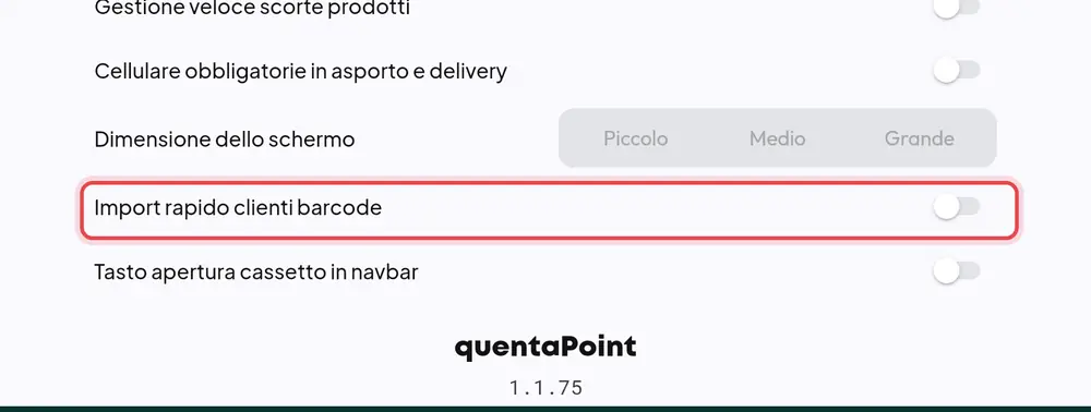 Dove si trova «Import rapido clienti barcode»
