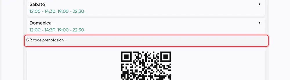 Dove si trova «QR code prenotazioni»