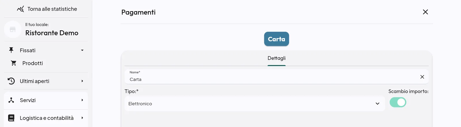 Nuovo metodo di pagamento