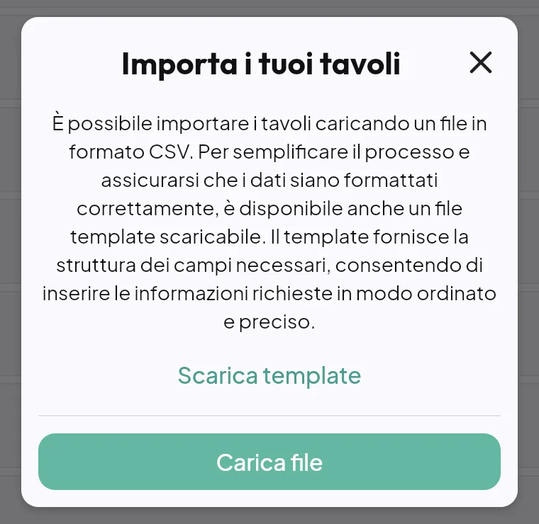 Finestra Importa i tuoi tavoli
