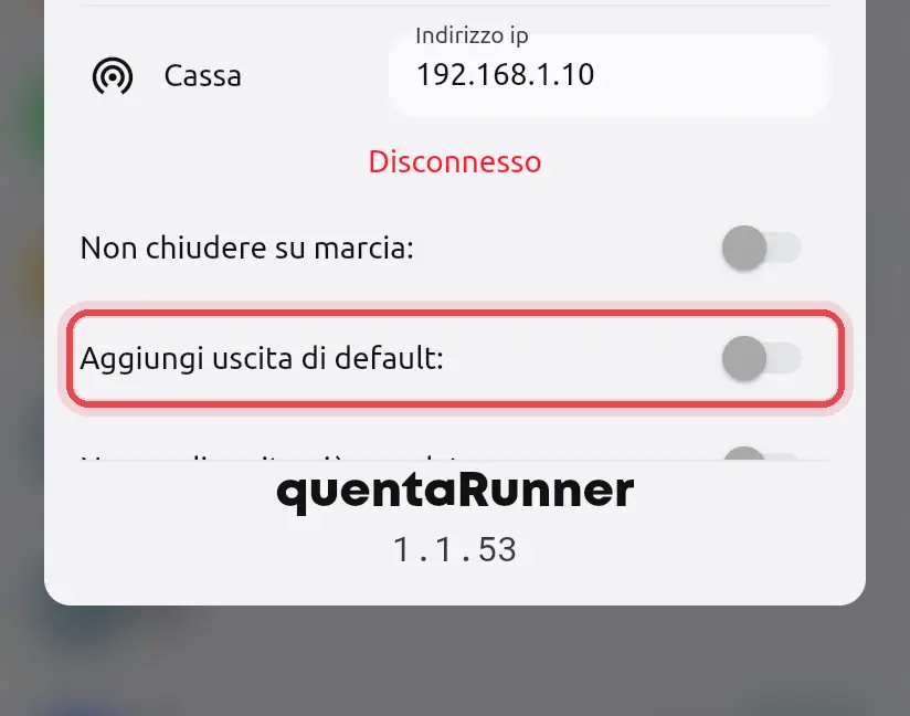 Dove si trova «Aggiungi uscita di default»