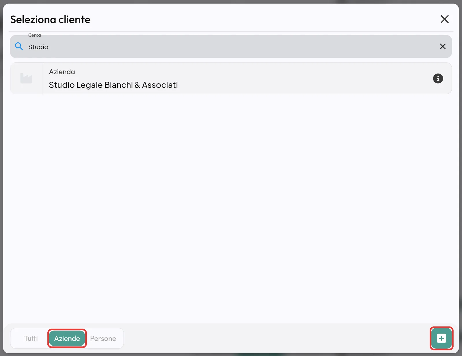 Selezione cliente