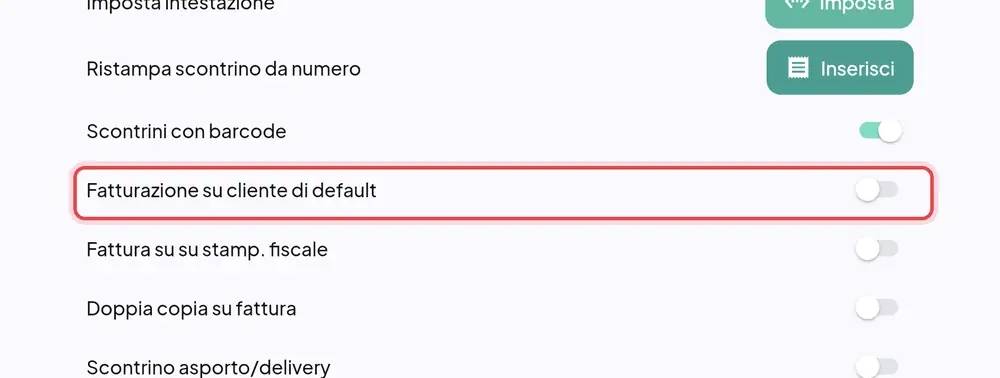 Dove si trova «Fatturazione su cliente di default»