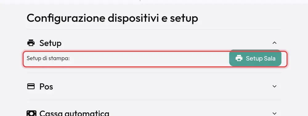 Dove si trova «Setup di stampa»
