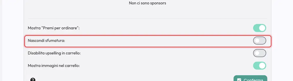 Dove si trova «Nascondi sfumatura»