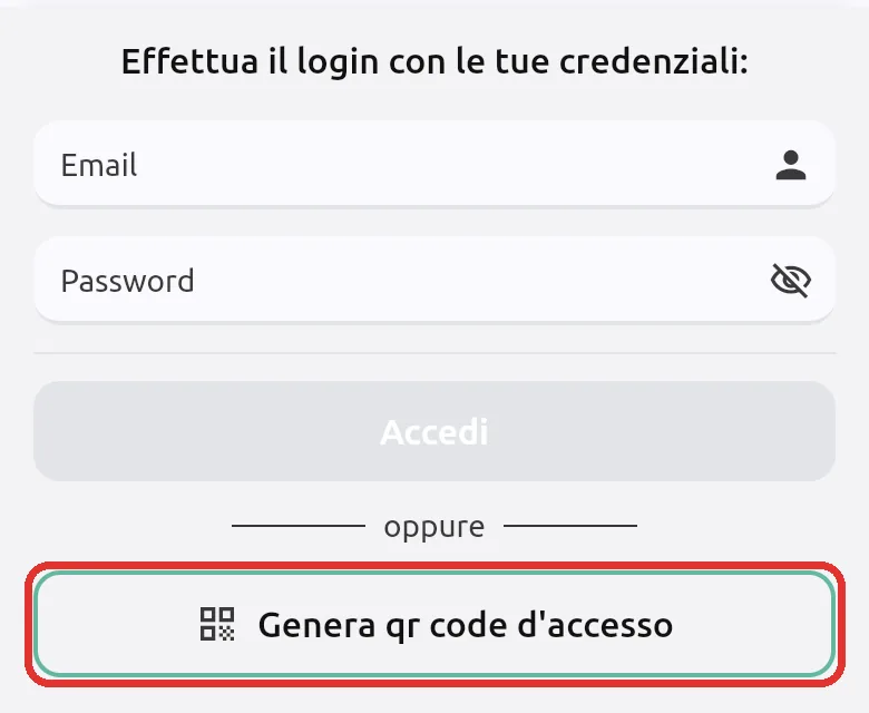 Bottone Genera qr code d'accesso