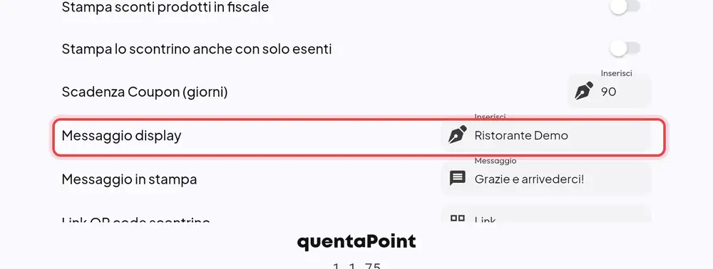 Dove si trova «Messaggio display»