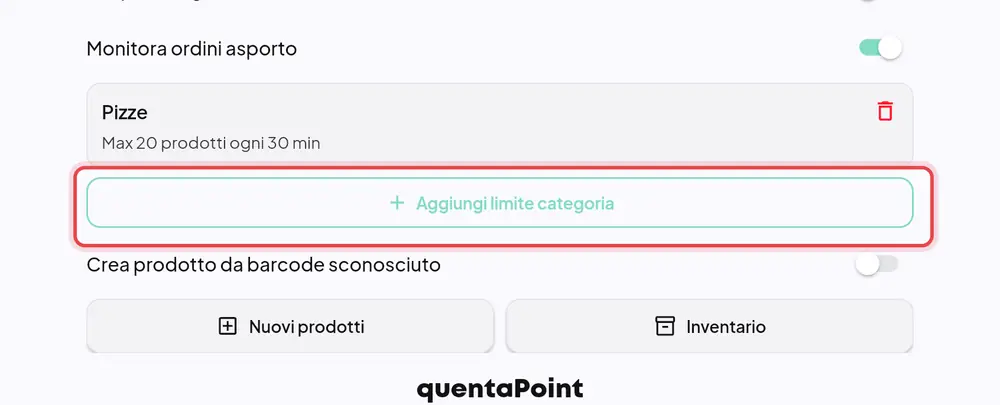 Dove si trova «Aggiungi limite categoria»