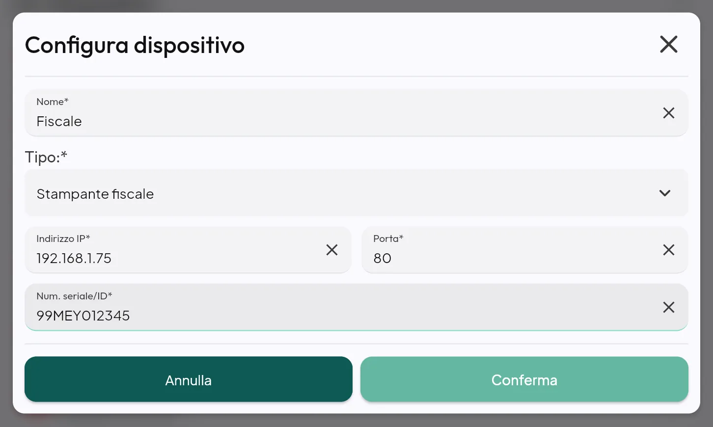 Configura stampante