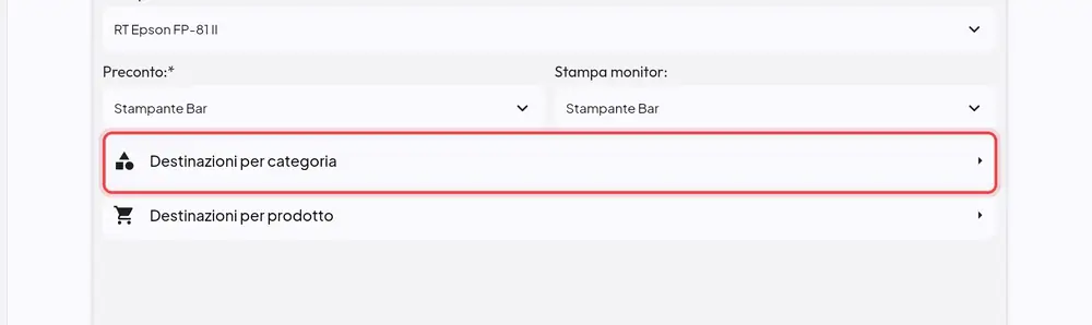 Dove si trova «Destinazioni per categoria»