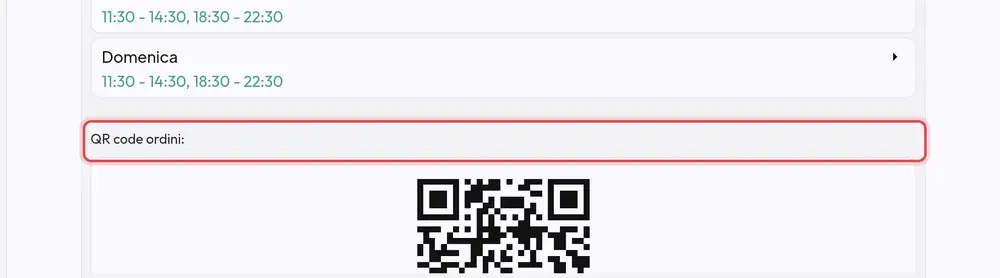 Dove si trova «QR code ordini»