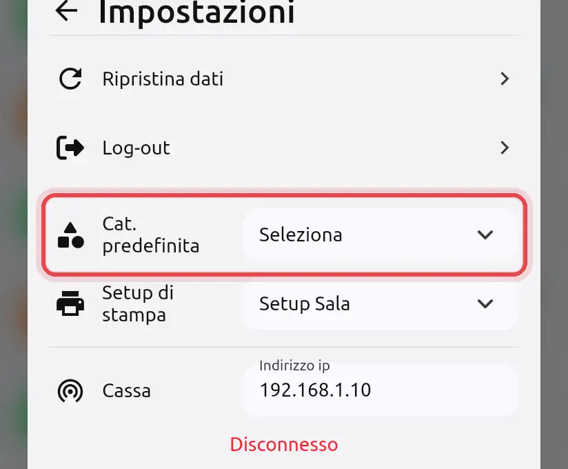 Dove si trova «Cat. predefinita»