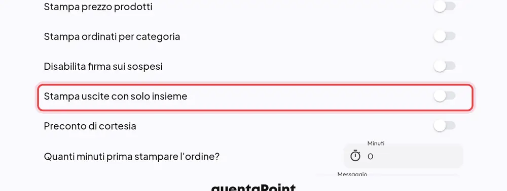 Dove si trova «Stampa uscite con solo insieme»