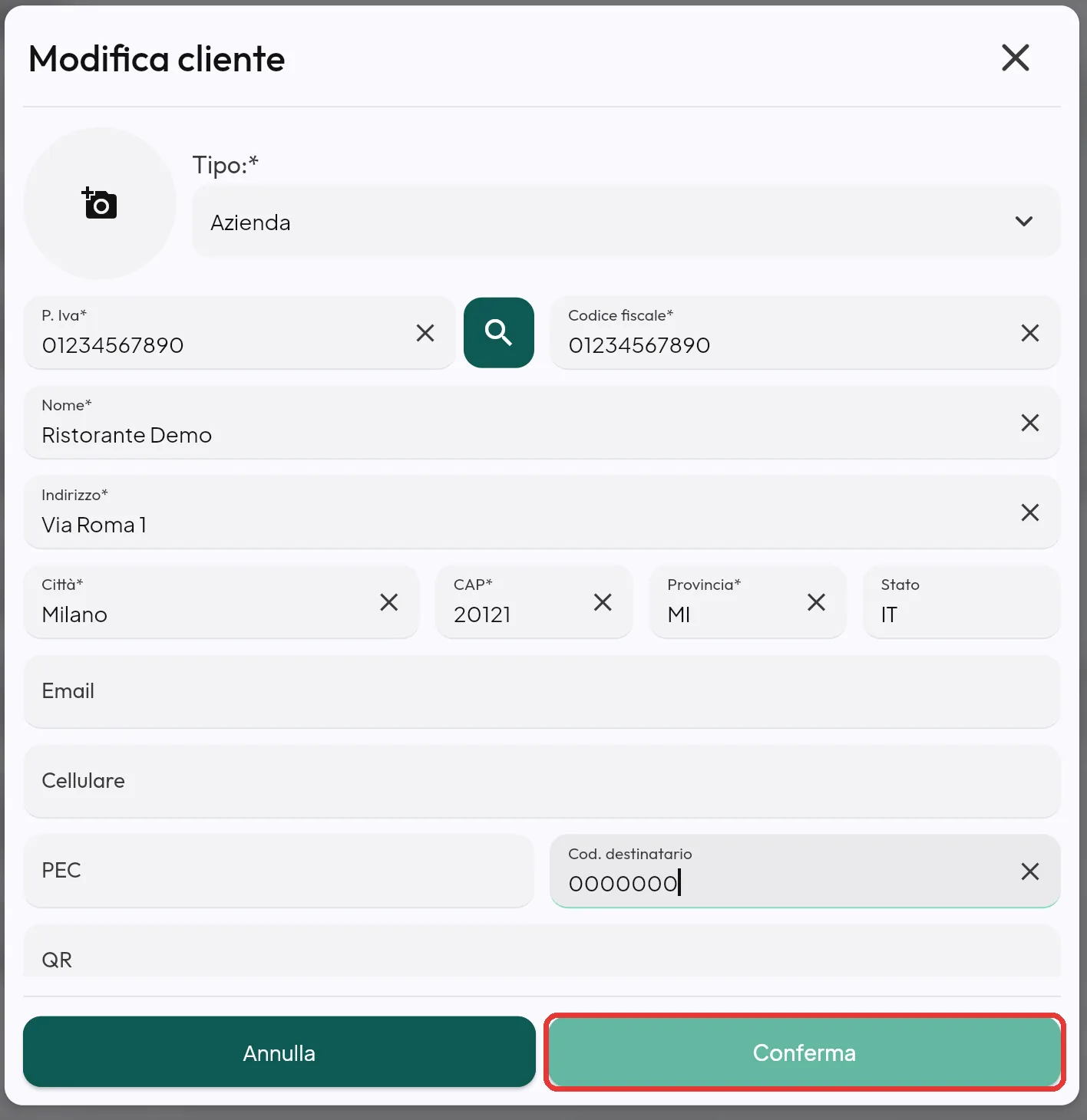 Nuovo cliente