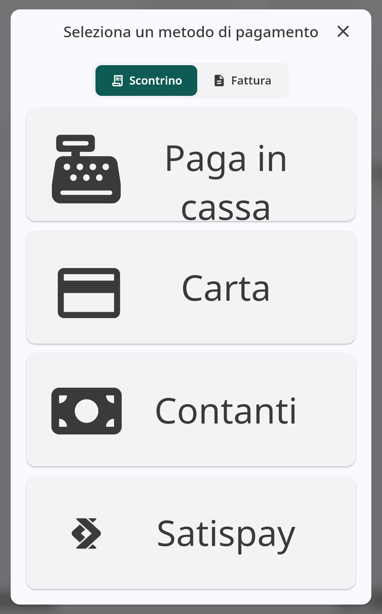 Metodi di pagamento al totem