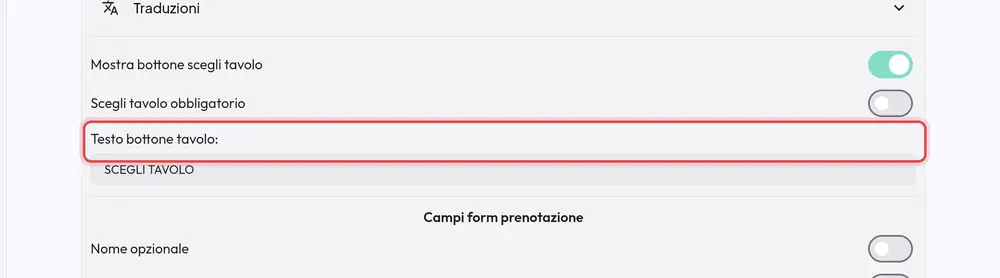 Dove si trova «Testo bottone tavolo»