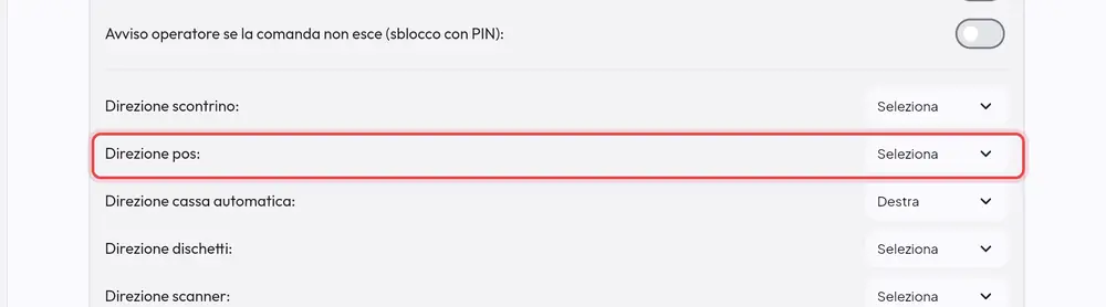 Dove si trova «Direzione pos»
