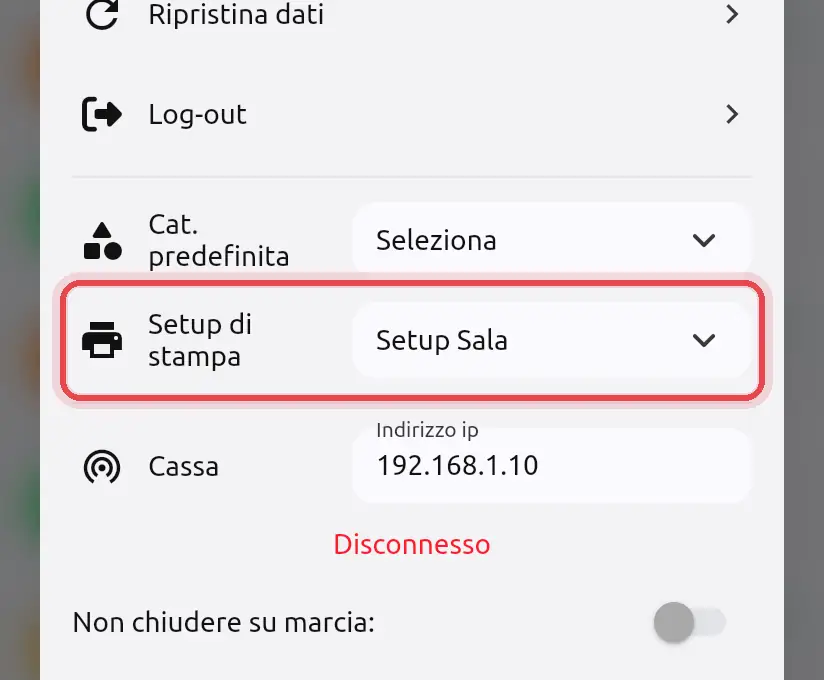 Dove si trova «Setup di stampa»