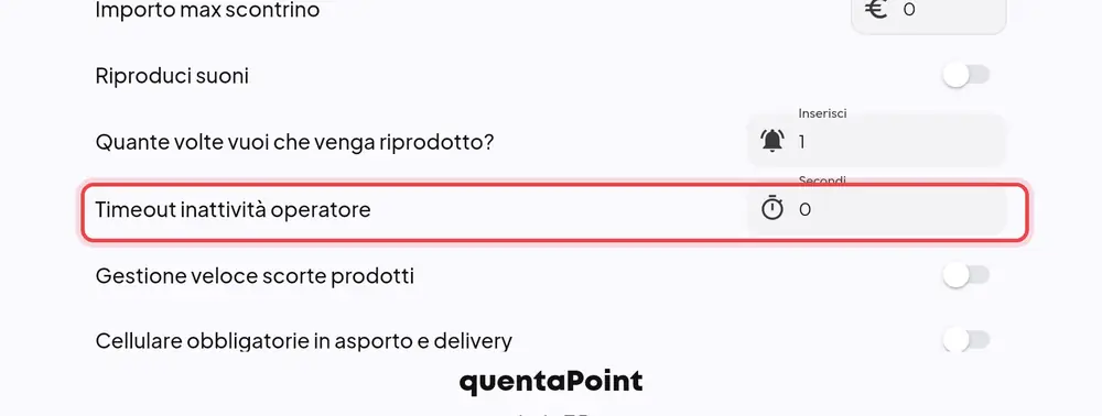 Dove si trova «Timeout inattività operatore»