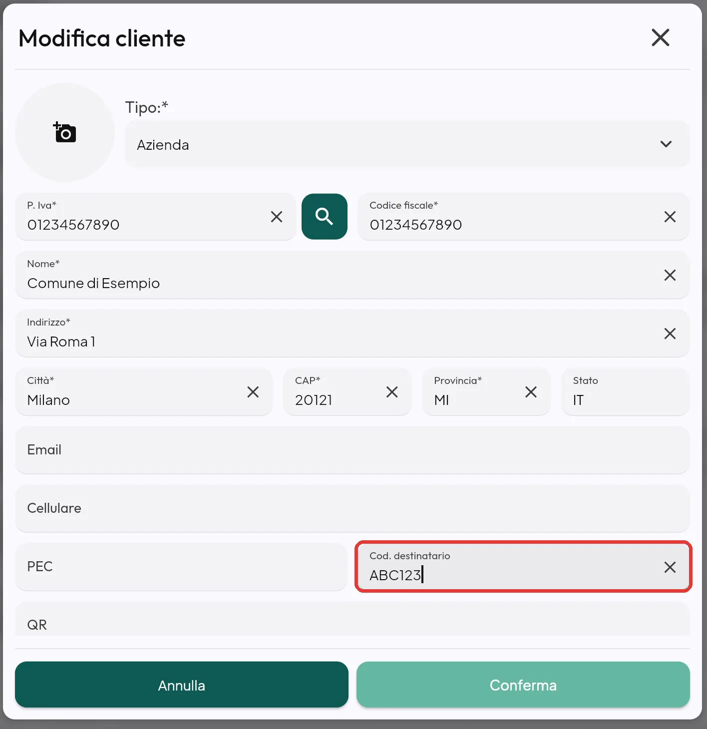 Cliente ente pubblico
